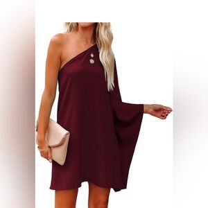 Women's Batwing Sleeve One Shoulder Cocktail Dress